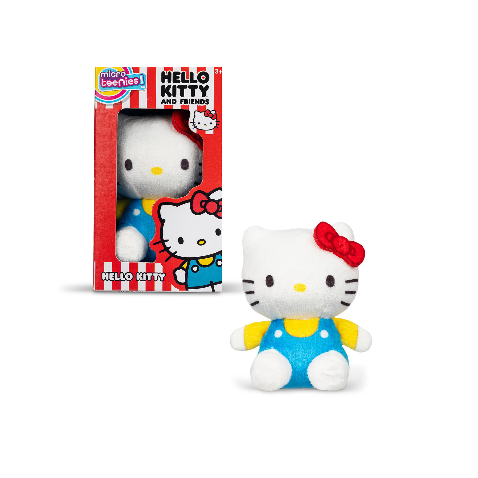 Schylling Hello Kitty Micro Teenie Plush (Red Bow Blue Overalls)