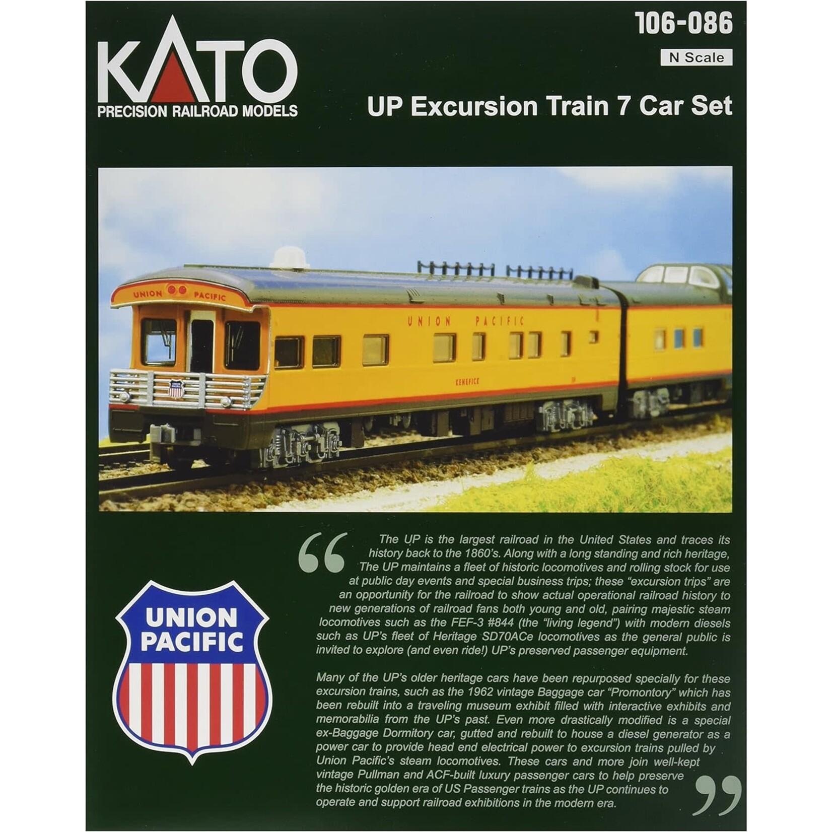 Kato 106086 N UP Excursion Train - 7 Car Set