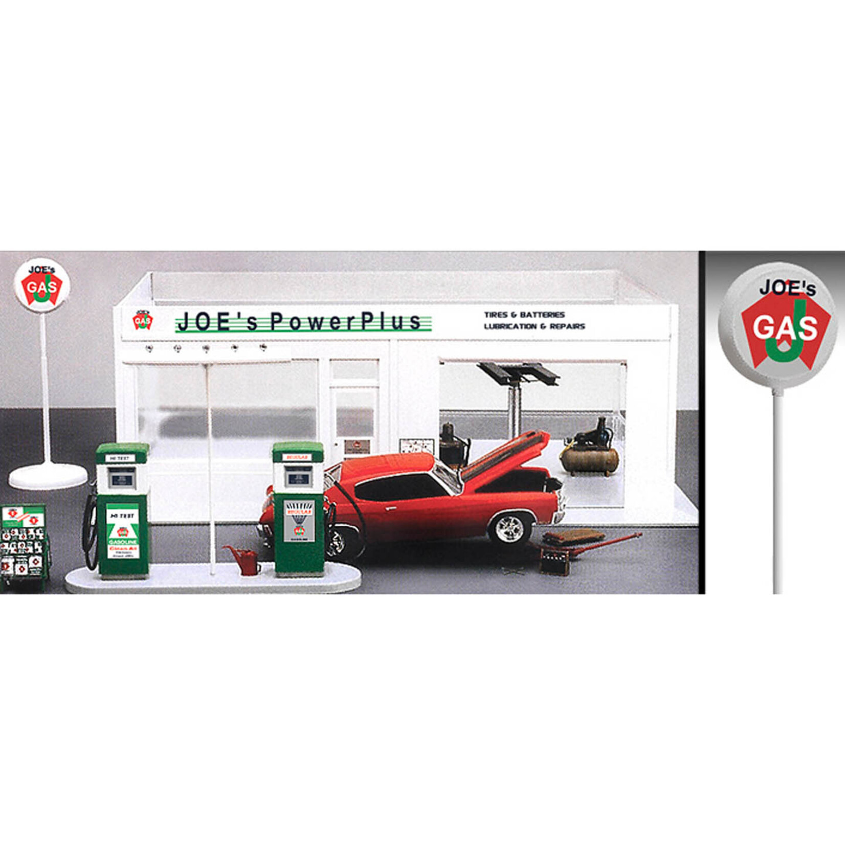 Academy 15122 1/24 Joe's Power Plus Service Station Garage w/ Accessories Kit