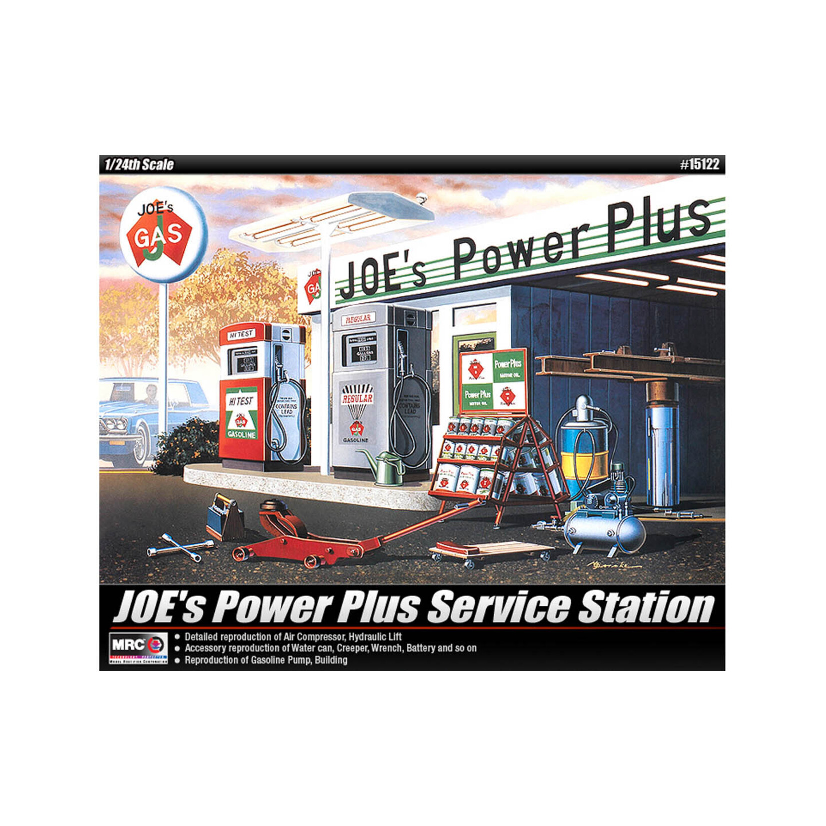 Academy 15122 1/24 Joe's Power Plus Service Station Garage w/ Accessories Kit