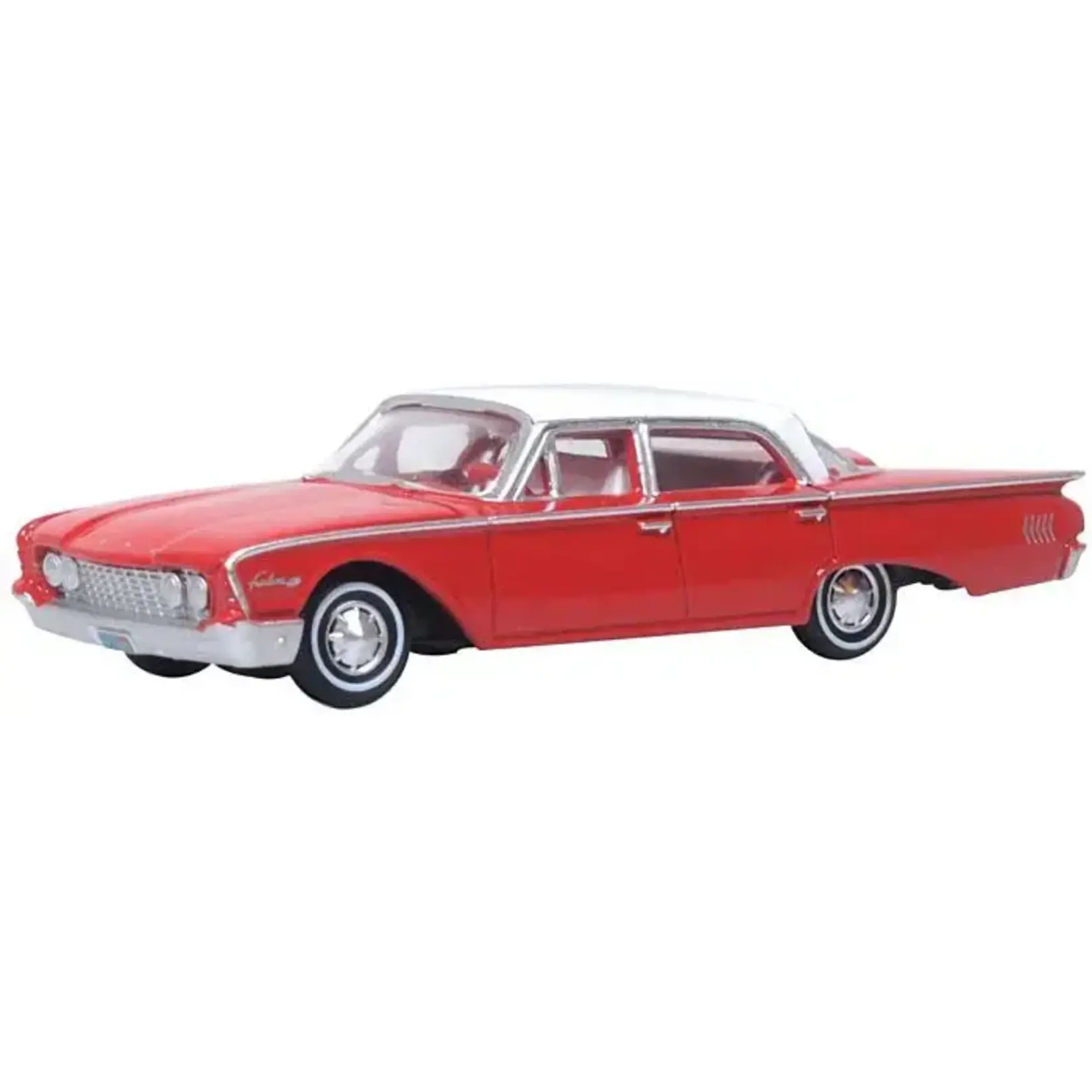 Oxford Diecast 87FF60001 HO 1960 Ford Fairlane 500 Town Sedan Montecarlo Red