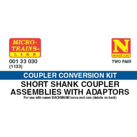 00133030 N Short Shank Coupler Assemblies - Newer Bachmann 2 Pair