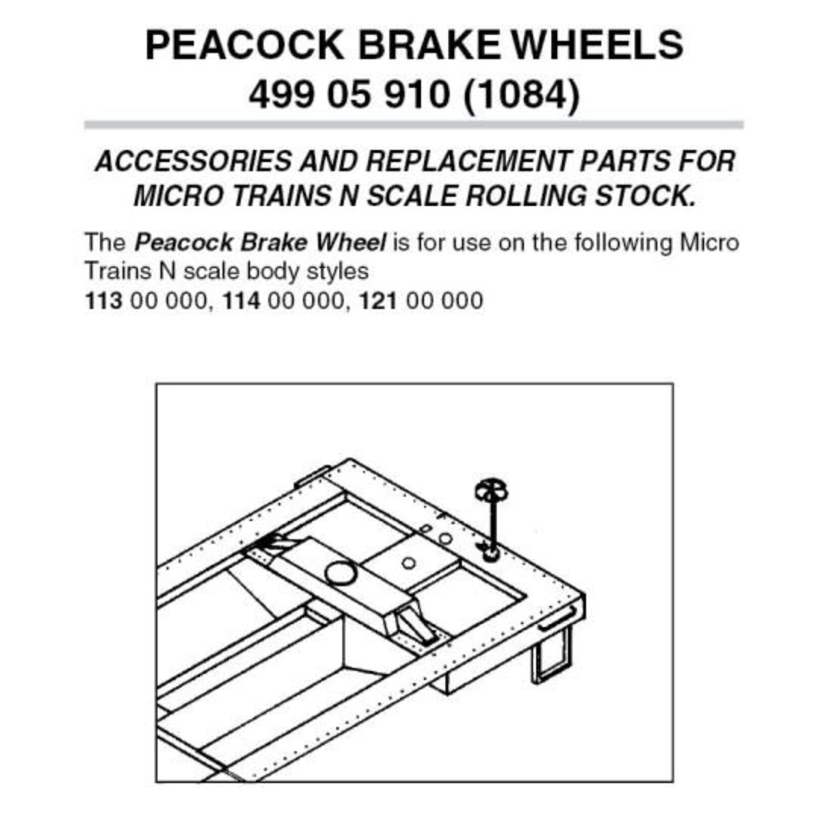 Micro Trains Line 49905910 N Peacock Brake Wheels - 12 Piece