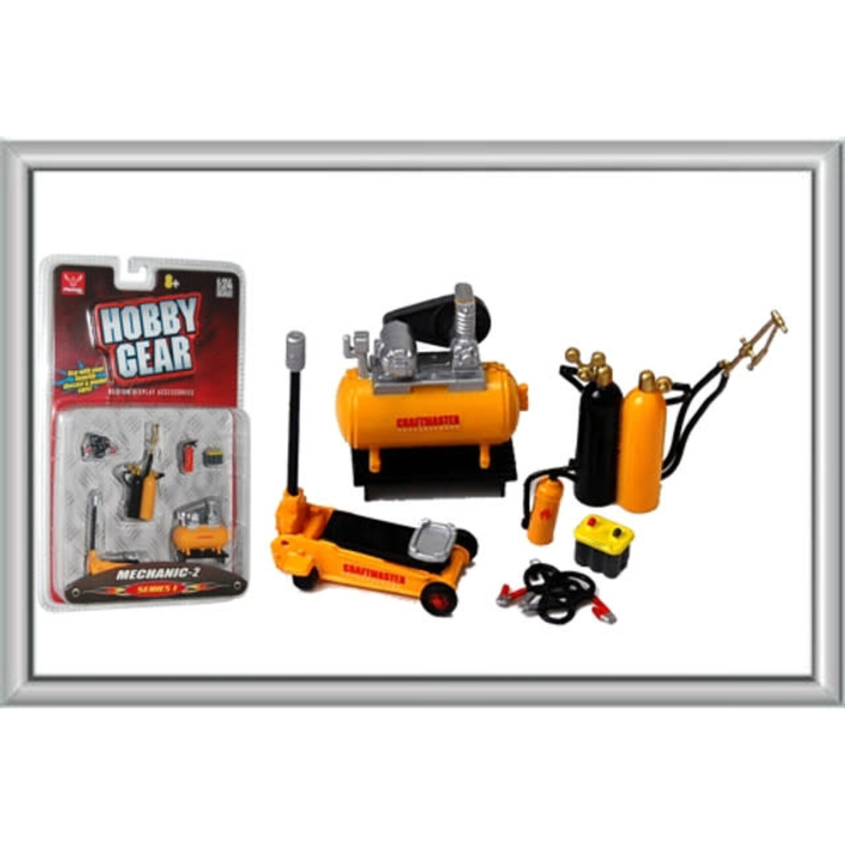 Phoenix 16059 1/24 Garage Accessories - Jack, Compressor, Cables, Battery, Welding Tanks, Extinguisher