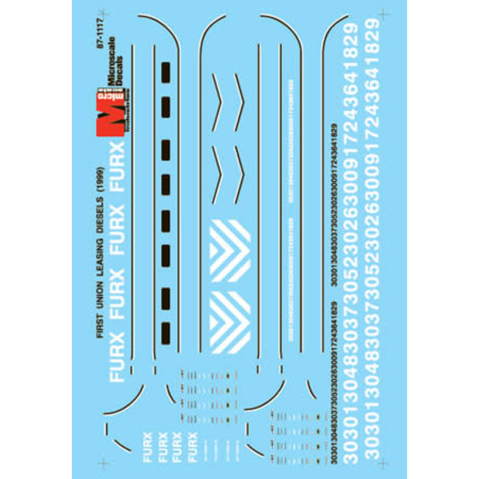 Micro Scale 87-1117 HO Scale - First Union Rail (FURX) Leasing Diesels Decals