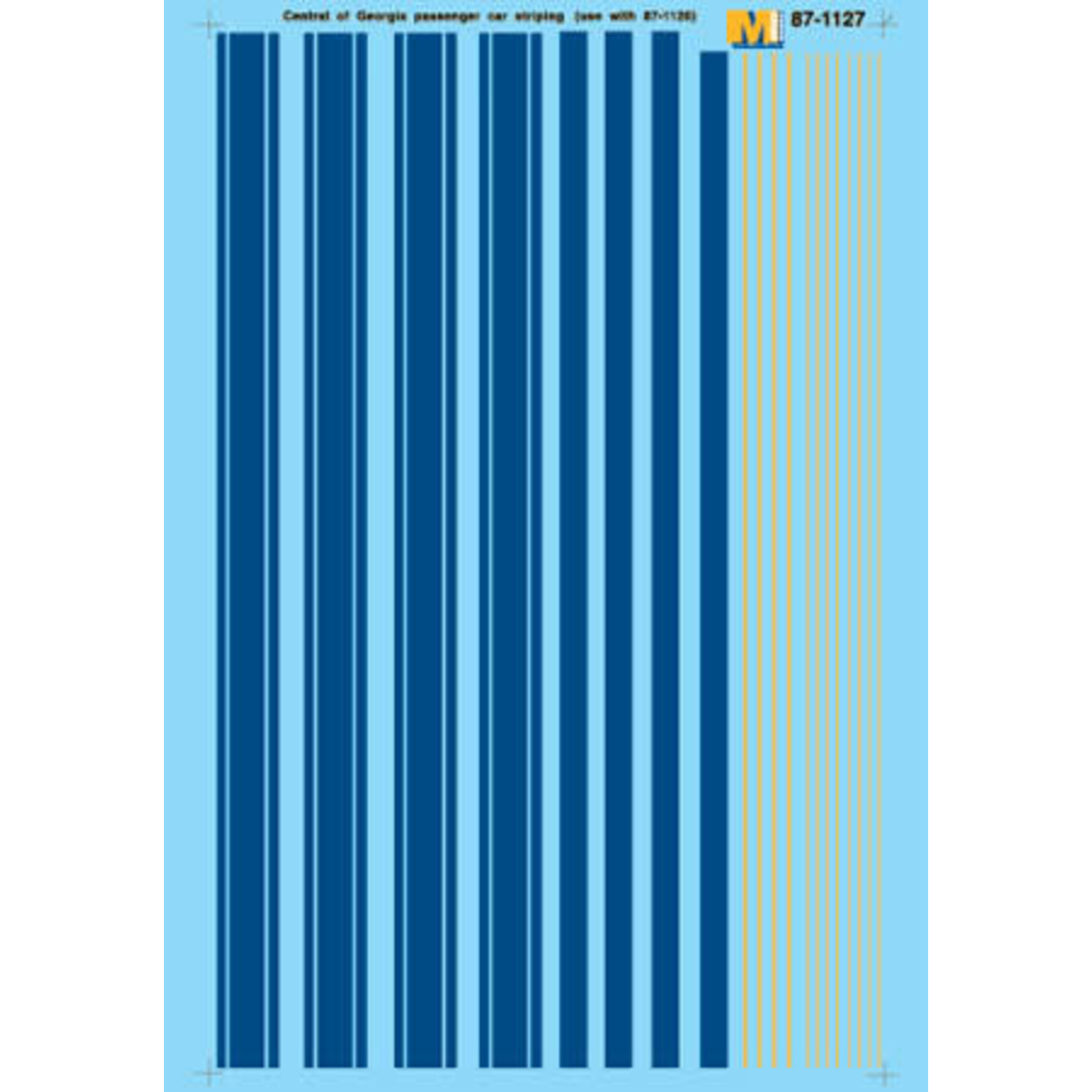 Micro Scale 87-1127 HO Scale - Central of Georgia Streamlined Passenger Car Striping (1947-1963) Decals