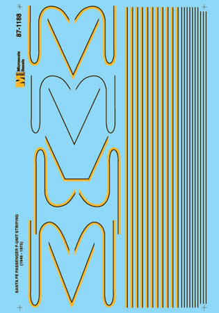 87-1188 HO Scale - Santa Fe E and F-Unit Striping - use with 87-77 and 87-101 Decals
