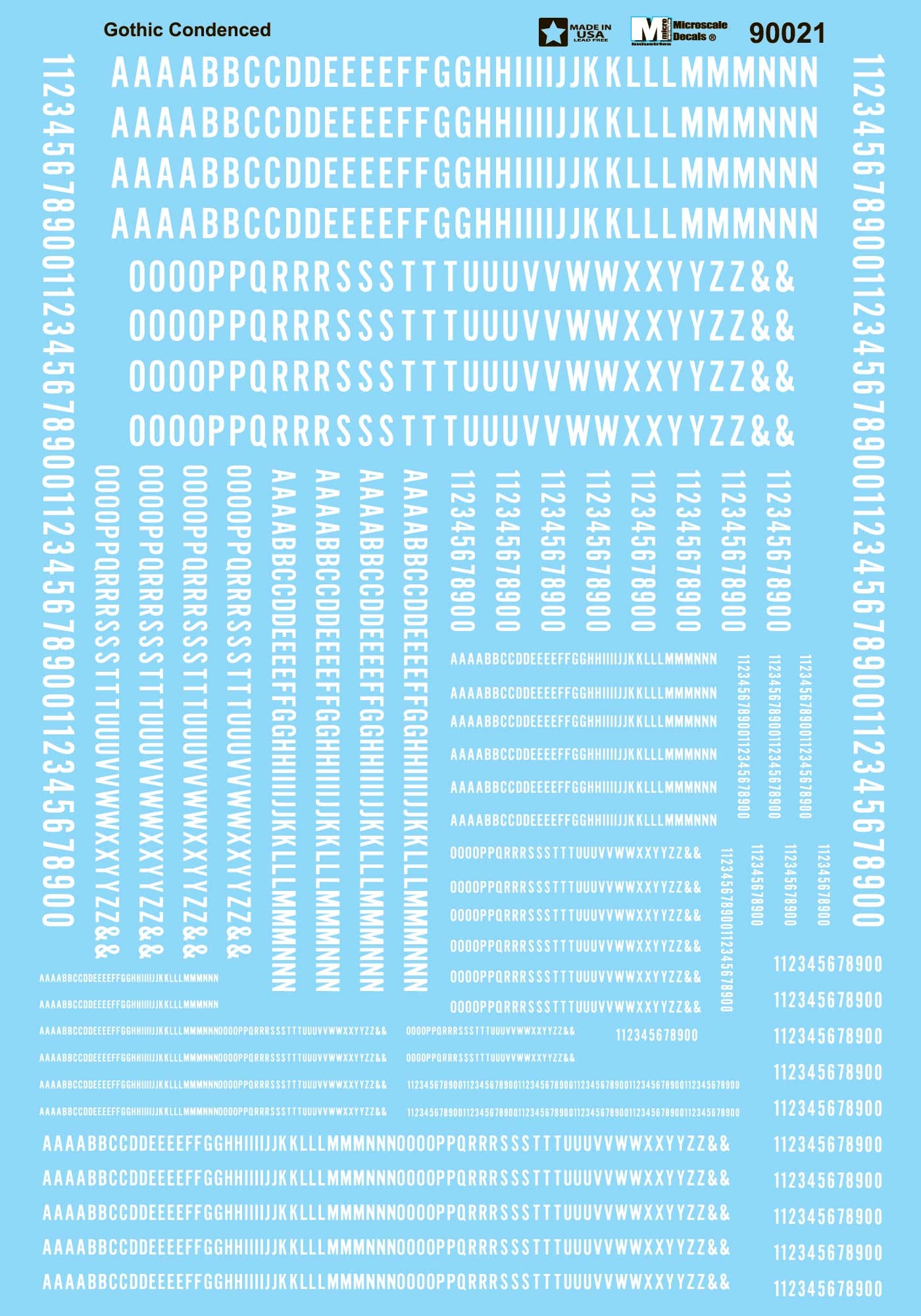90021 HO Scale - Alphabets - Condensed Gothic - White Decals