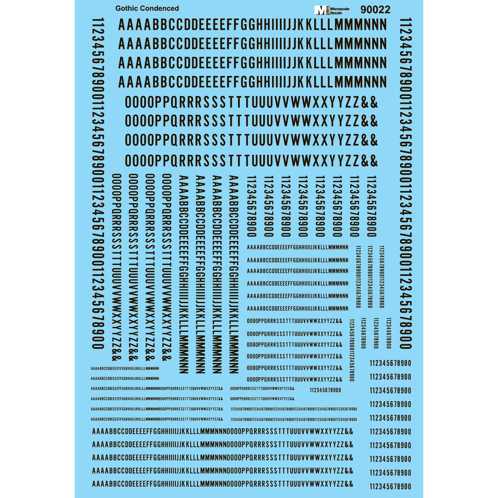 Micro Scale 90022 HO Scale - Alphabets - Condensed Gothic - Black Decals