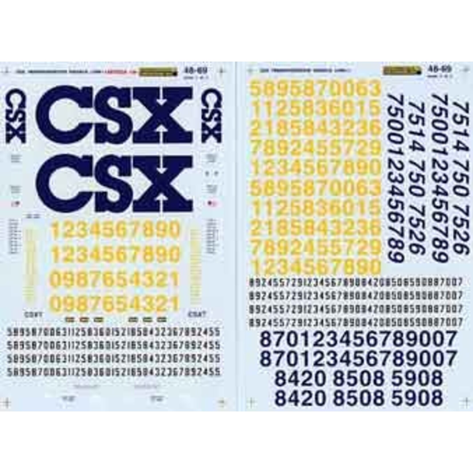 Micro Scale 48-69 O Scale CSX Diesels (1989+) Decals