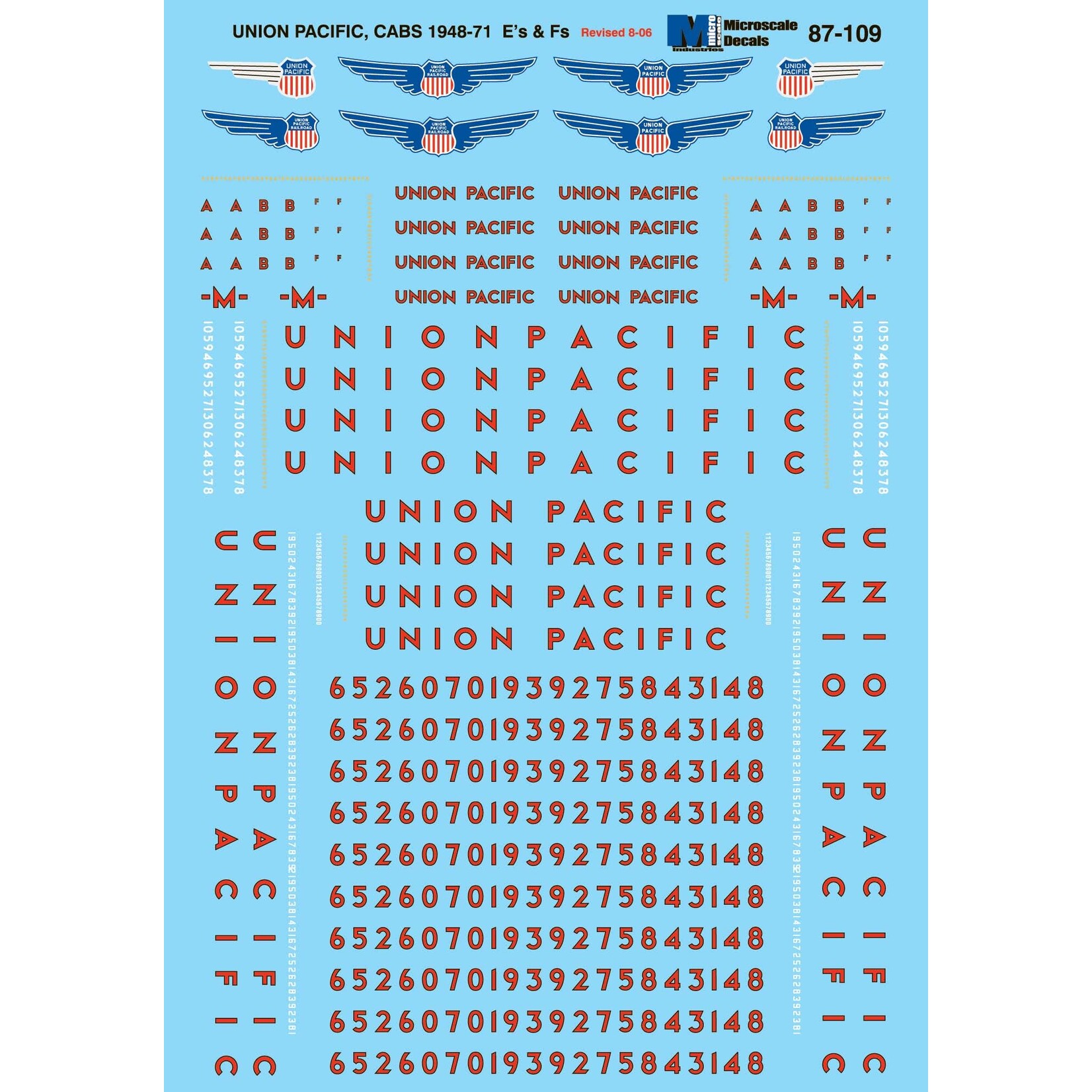 Micro Scale 60-109 N Scale - Union Pacific E and F-Unit Diesels (1946+) Decals