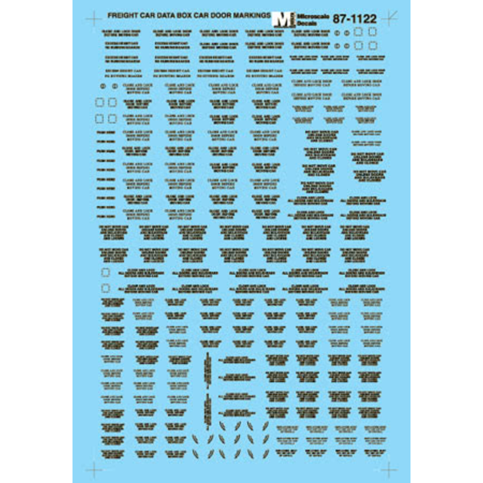 Micro Scale 60-1122 N Scale - Data Boxcar Door Markings - Black Decals