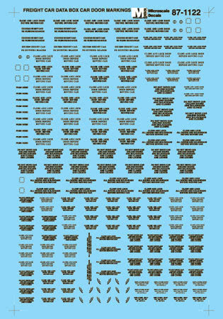 60-1122 N Scale - Data Boxcar Door Markings - Black Decals