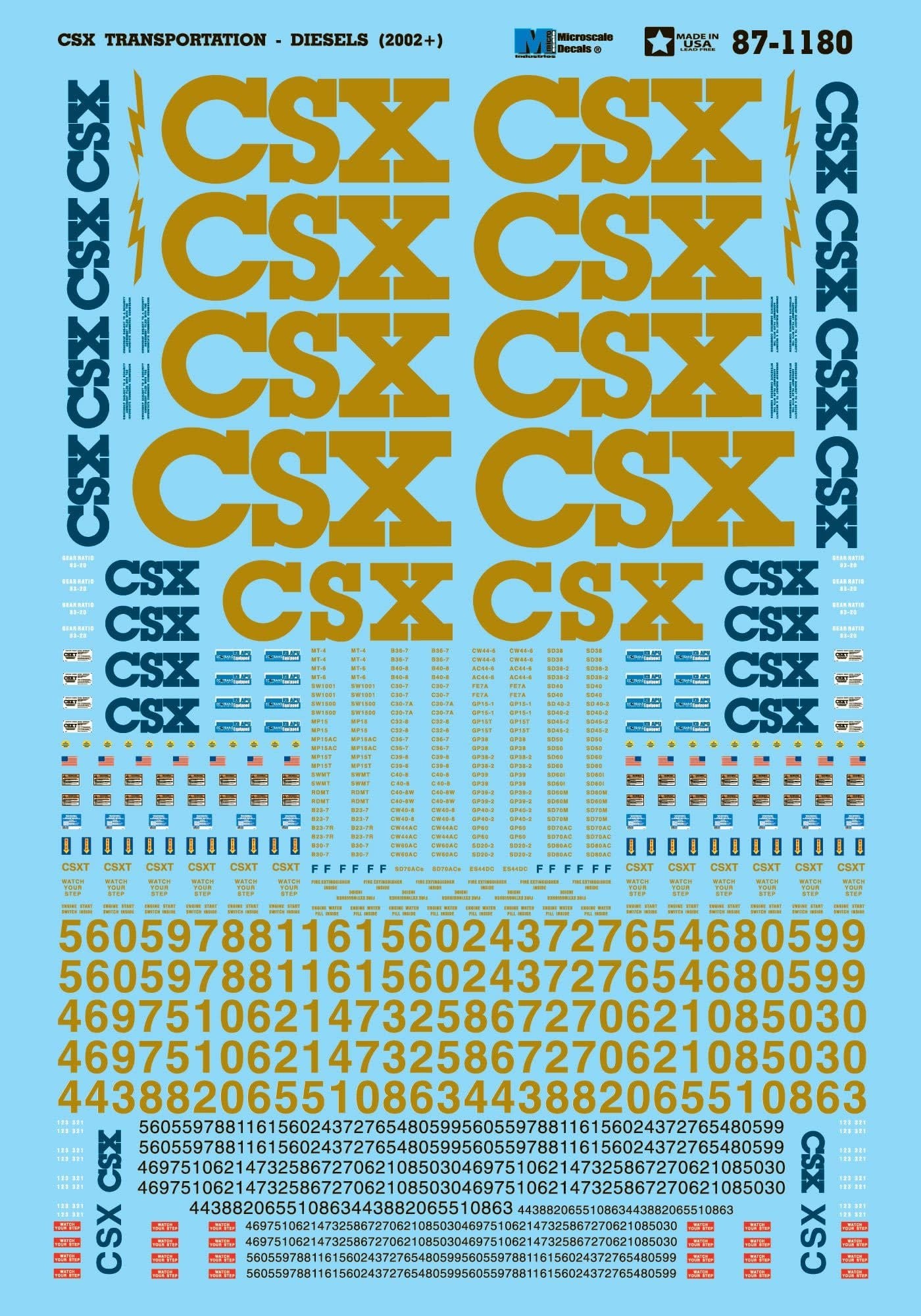 60-1180 N Scale - CSX Diesels (2002+) Decals
