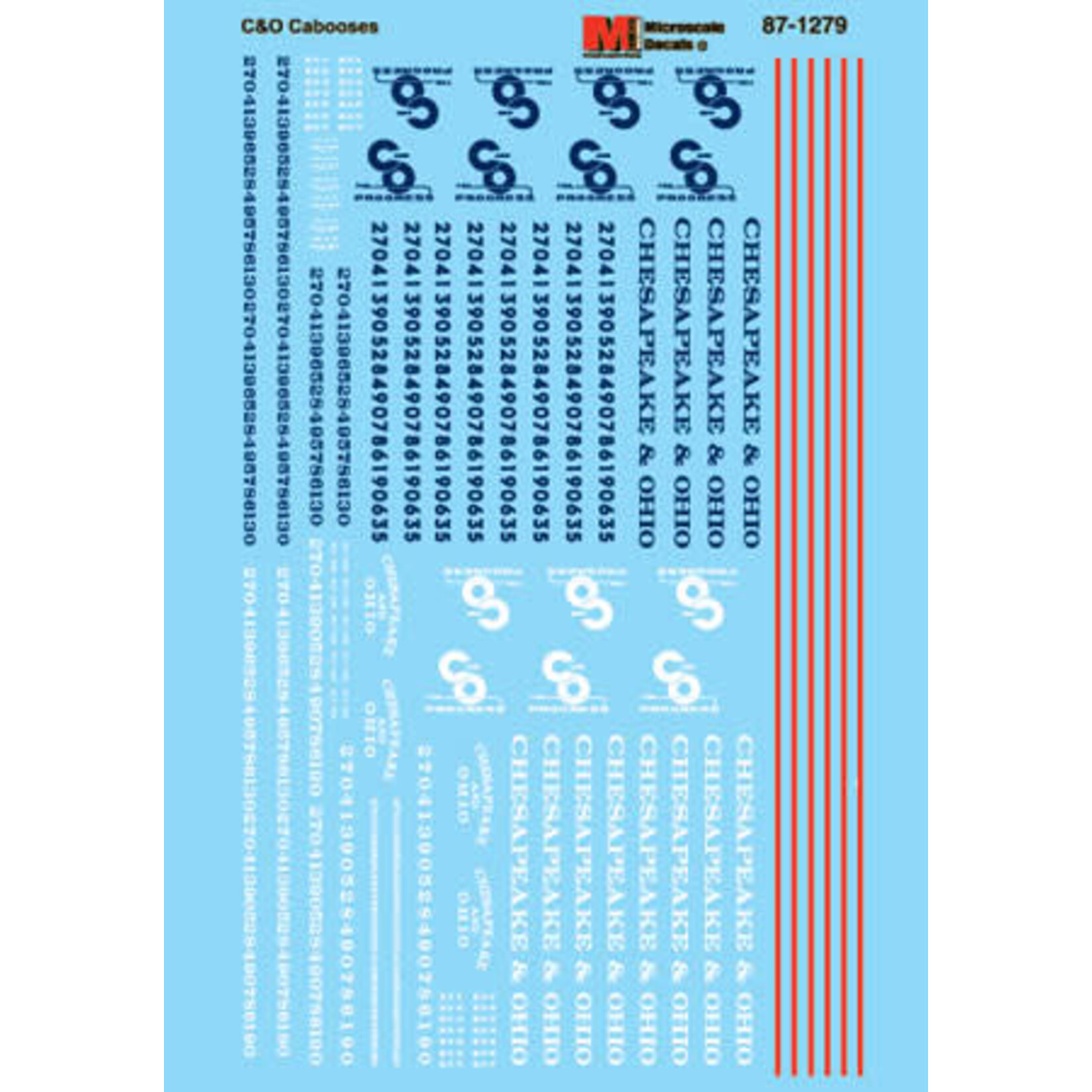 Micro Scale 60-1279 N Scale - Chesapeake & Ohio C&O Cabooses Decals
