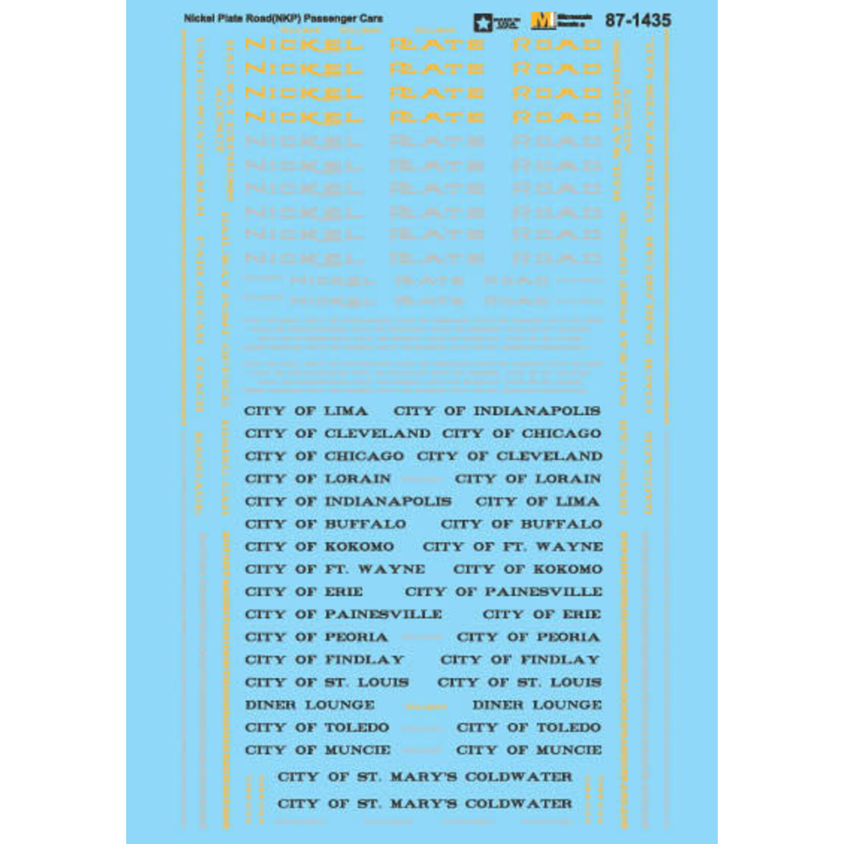 Micro Scale 60-1435 N Scale - Nickel Plate Road (NKP) Heavyweight & Streamlined Passenger Cars Decals