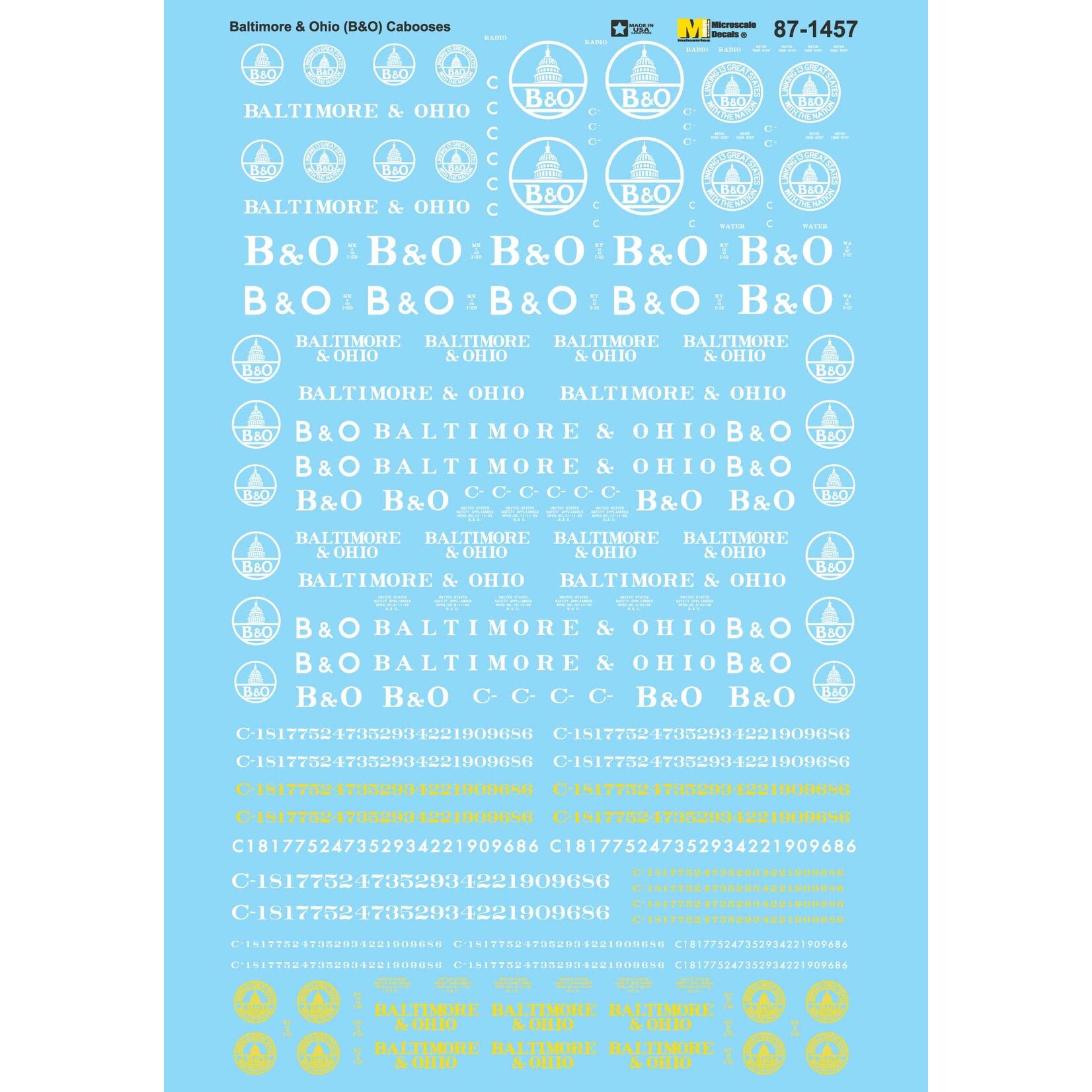 Micro Scale 60-1457 N Scale - Baltimore & Ohio (B&O) Cabooses Decals