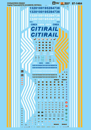 60-1464 N Scale - CitiRail Leasing (CREX, CEFX) ES44AC / Capital Finance (CEFX) Diesel Locomotives Decals