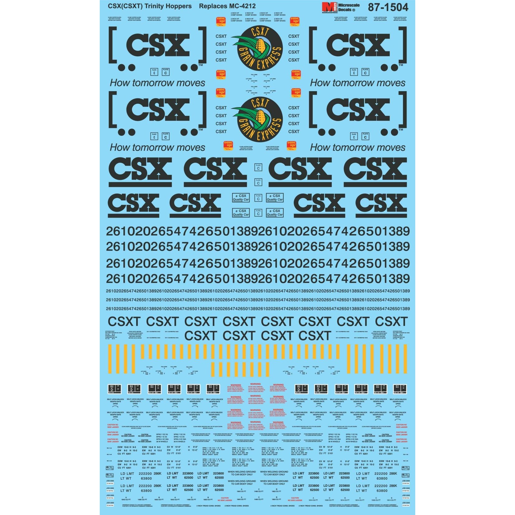 Micro Scale 60-1504 N Scale - CSX (CSXT) Trinity Hoppers Decals