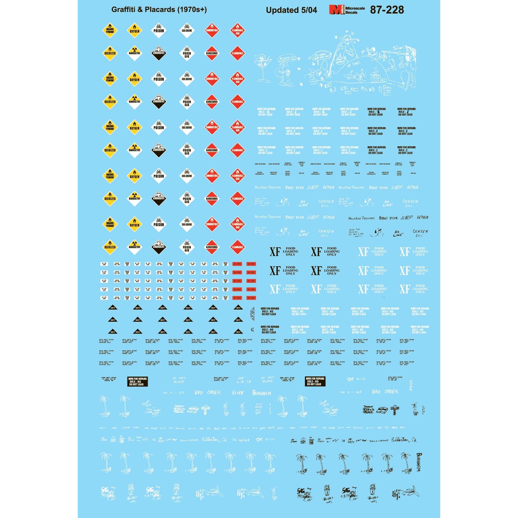 Micro Scale 60-228 N Scale - Freight Car Graffiti and Haz Mat Placards Decals