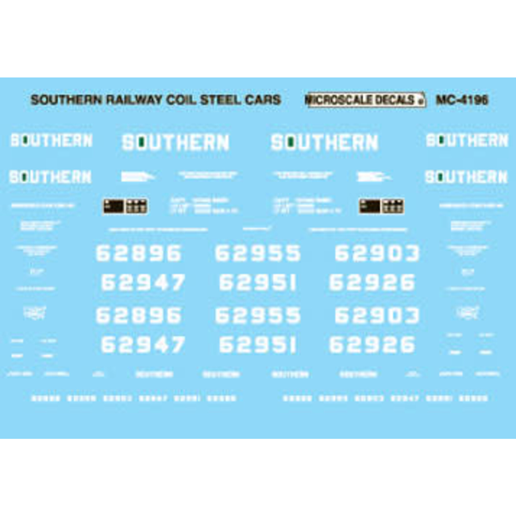 Micro Scale 60-4196 N Scale - Southern Railway Coil Steel Car, 1974-85 Decals