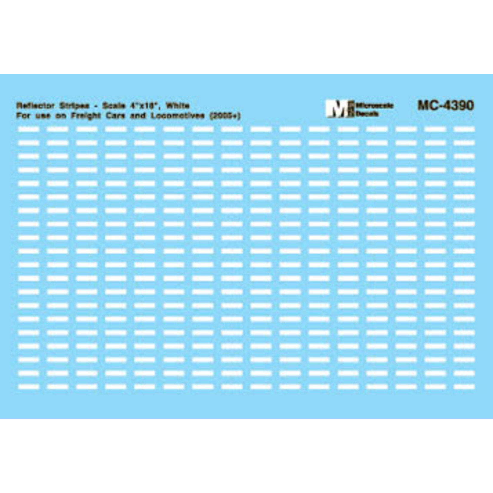 Micro Scale 60-4390 N Scale - Data Reflector Stripes - N Scale 4 x 18 - White Decals