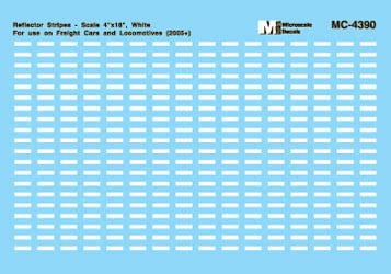 60-4390 N Scale - Data Reflector Stripes - N Scale 4 x 18 - White Decals