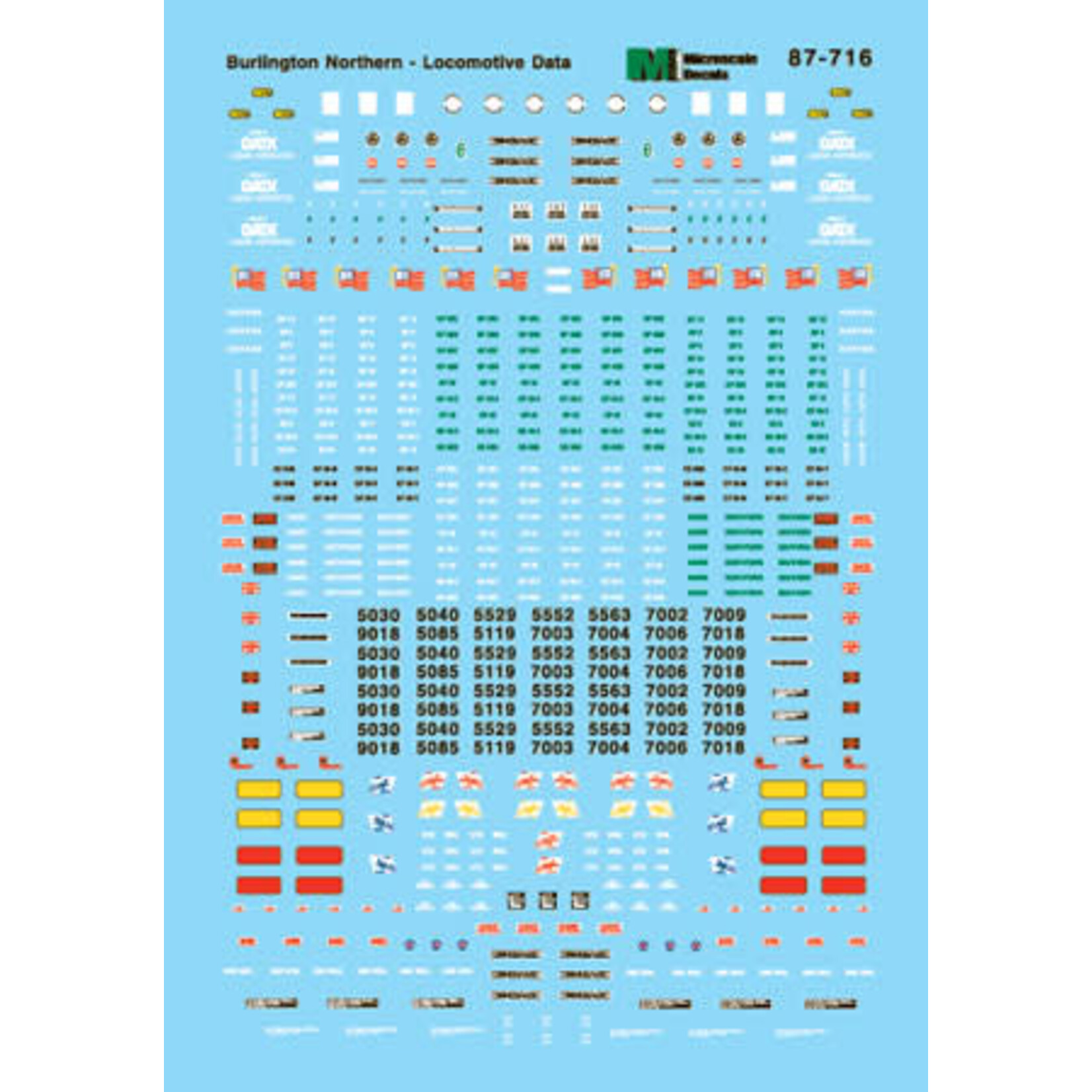 Micro Scale 60-716 N Scale - Burlington Northern BN Diesels Data Decals
