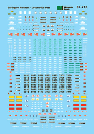 60-716 N Scale - Burlington Northern BN Diesels Data Decals