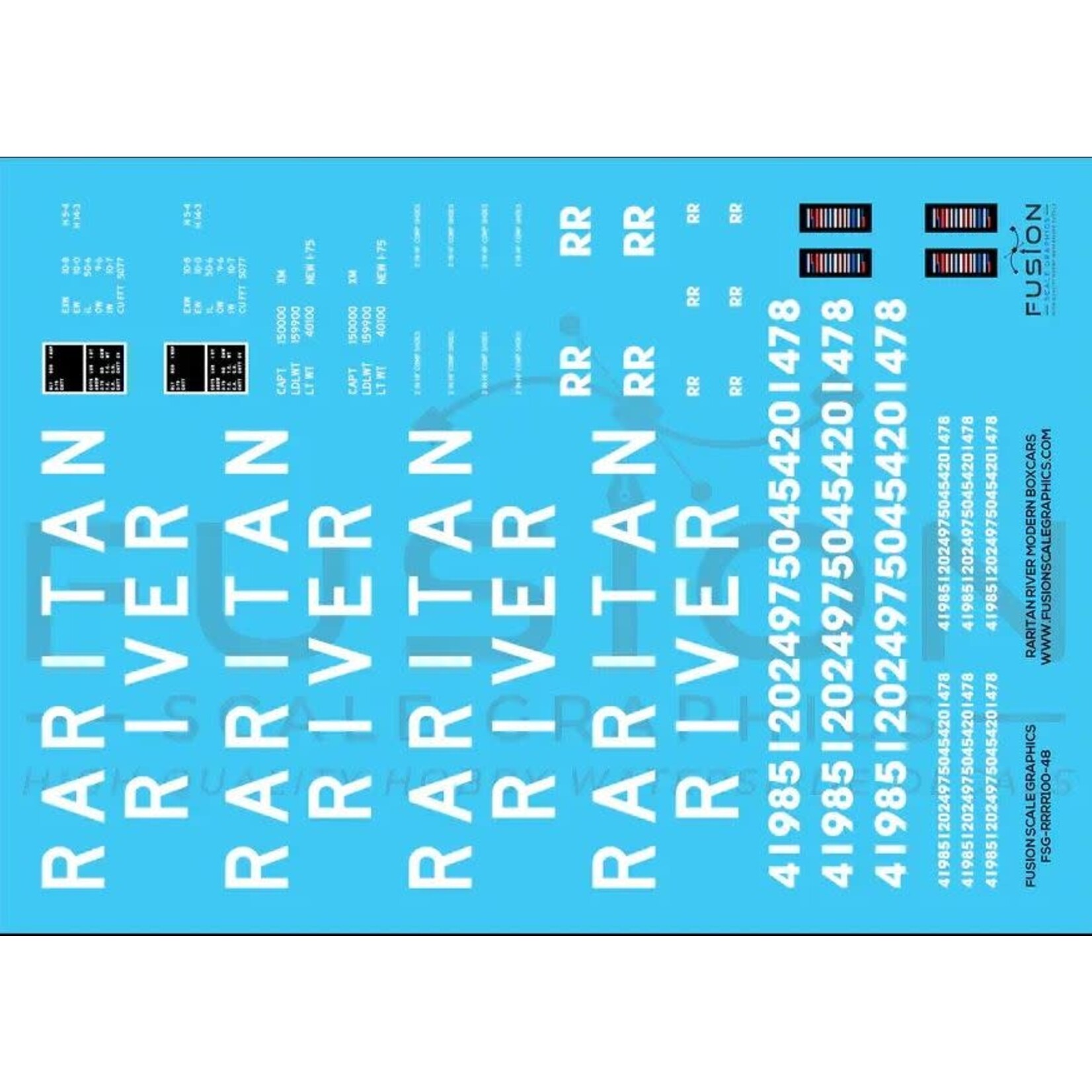 Fusion O Scale Raritan River Modern Boxcar Decals