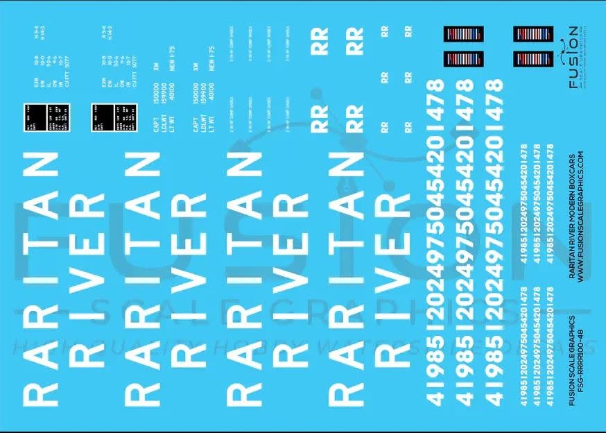 O Scale Raritan River Modern Boxcar Decals