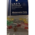 Miniatronics 12-050-18 5mm Red, Green, Yelllow LEDs - 18 Pack w/Resistors