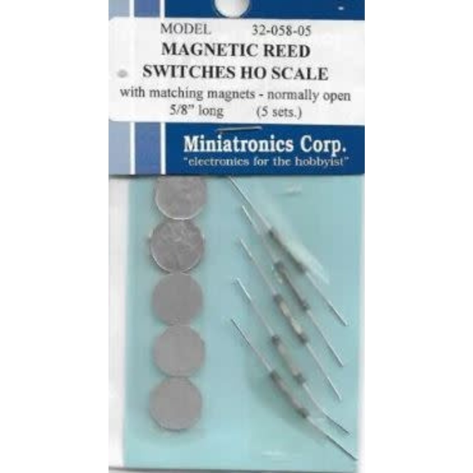 Miniatronics 32-058-05 Magnetic Reed Switches 5/8" Long - HO 1Amp - 5 Sets