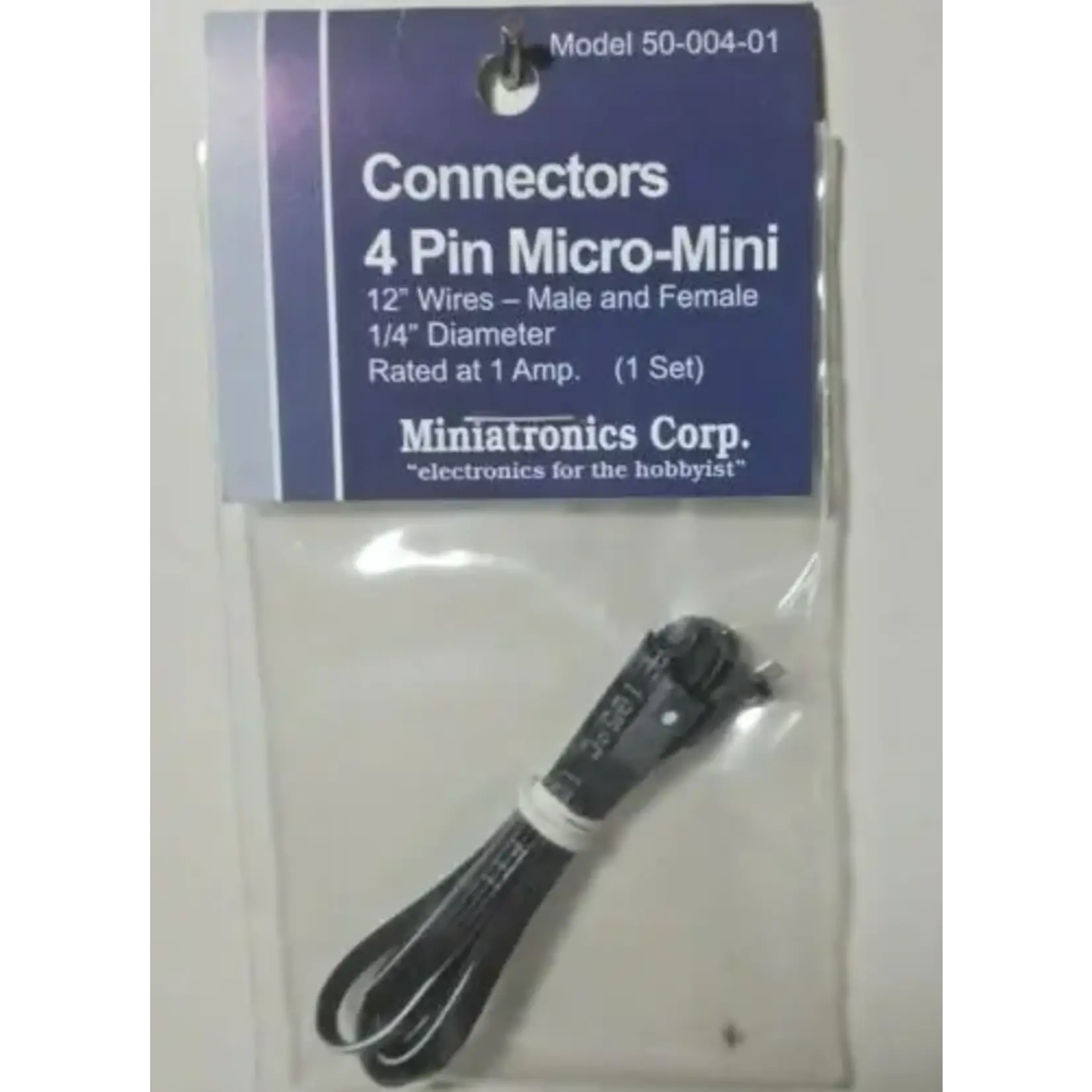 Miniatronics 50-004-01 Micro Mini 4 Pin Connectors 12" Flexible Leads - 1 Set