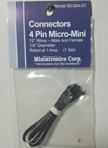 50-004-01 Micro Mini 4 Pin Connectors 12" Flexible Leads - 1 Set