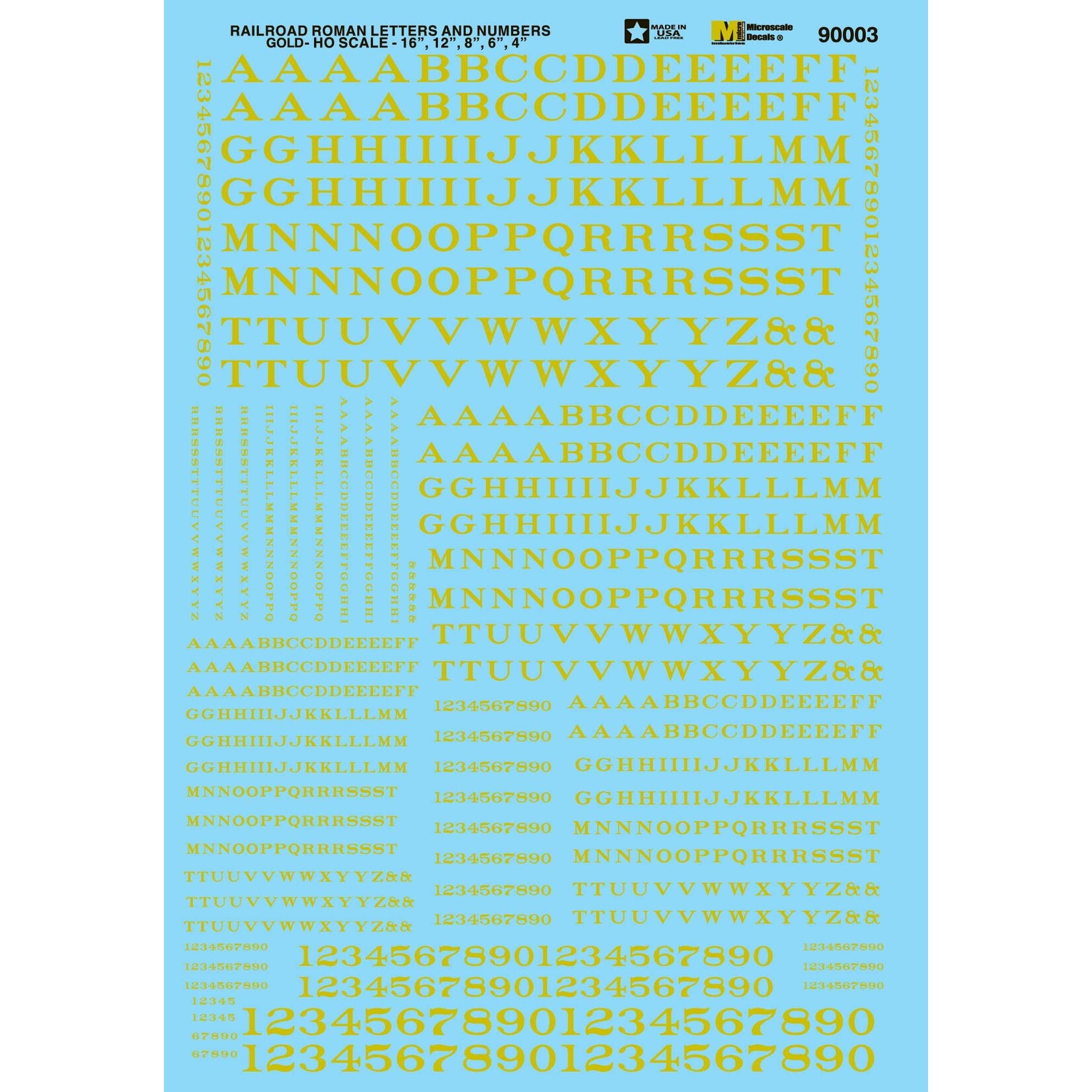 Micro Scale 70003 N Scale - Alphabets - Railroad Roman - Gold Decals