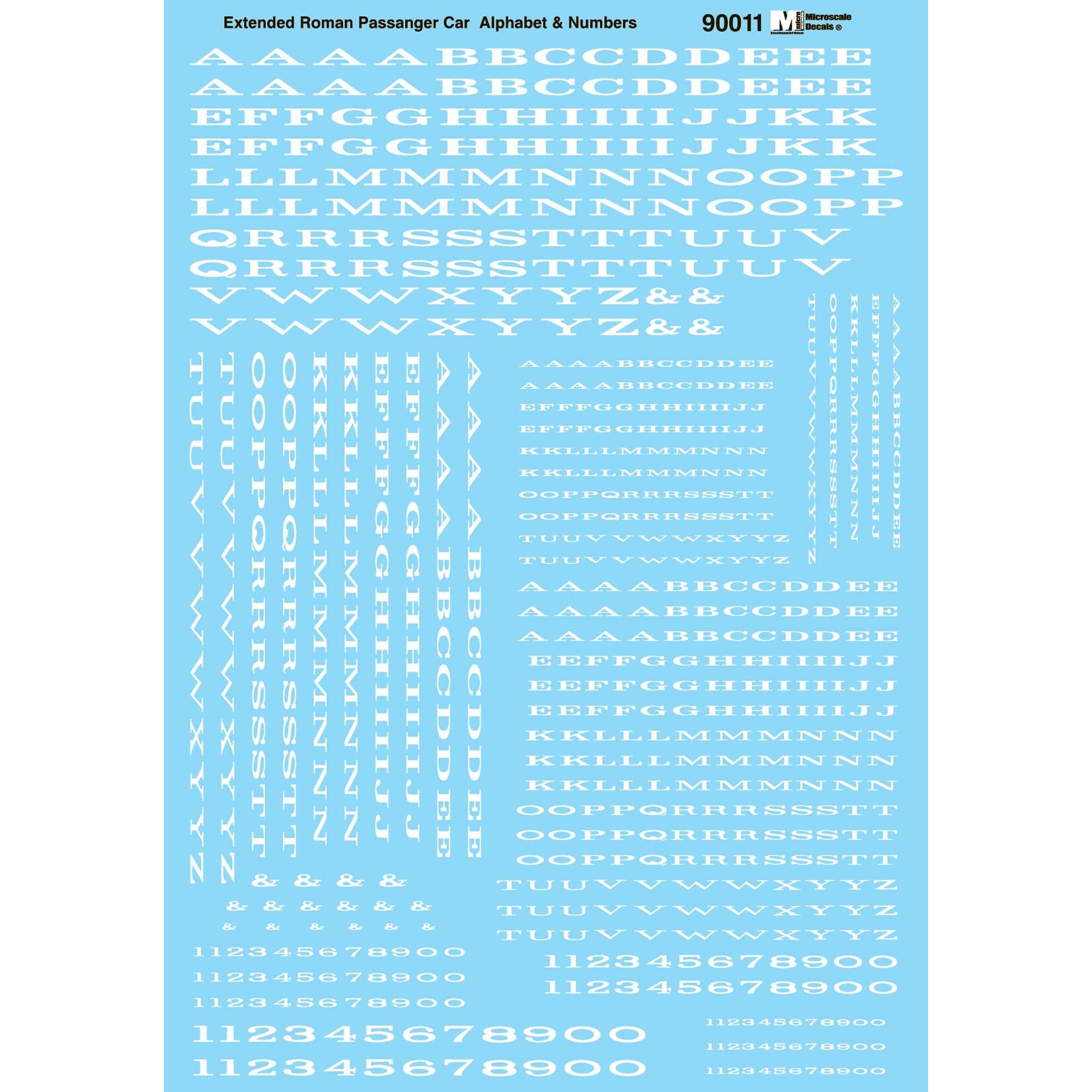 Micro Scale 70011 N Scale - Alphabets - Extended Railroad Roman - White Decals