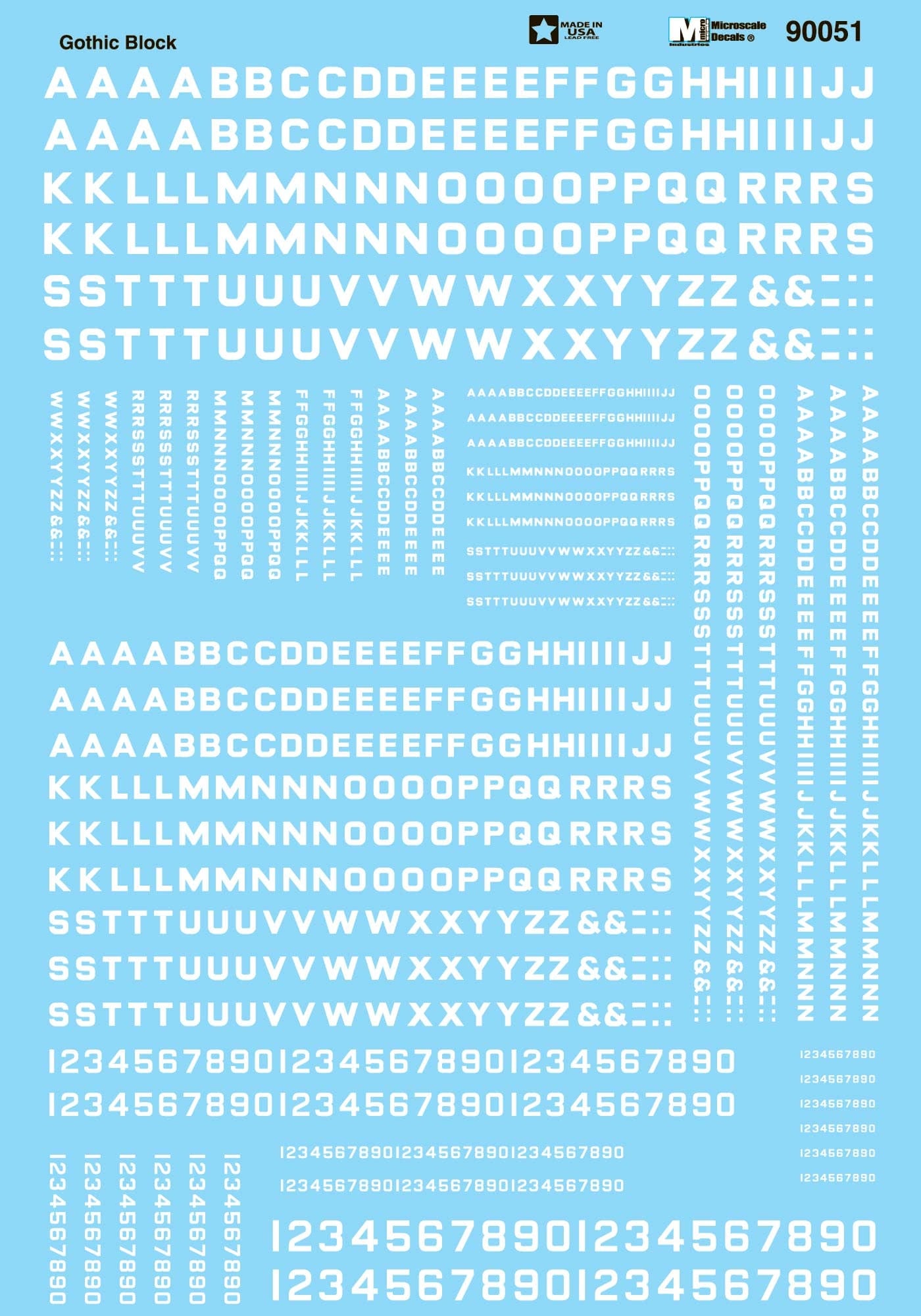 70051 N Scale - Alphabets - Block Gothic - White Decals