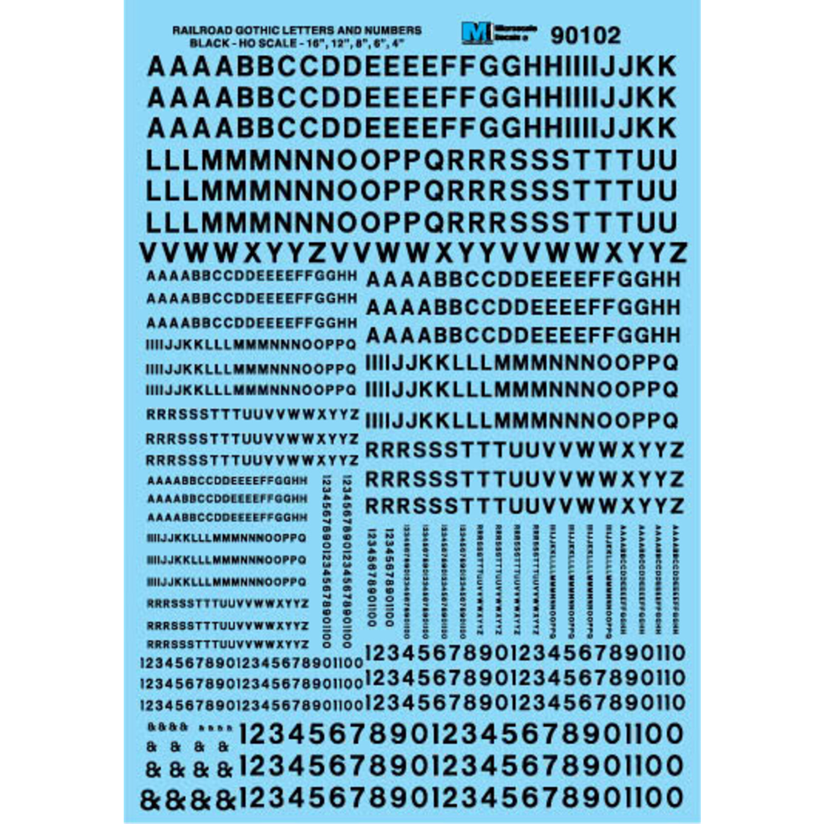 Micro Scale 70102 N Scale - Alphabets - Railroad Gothic - Black Decals