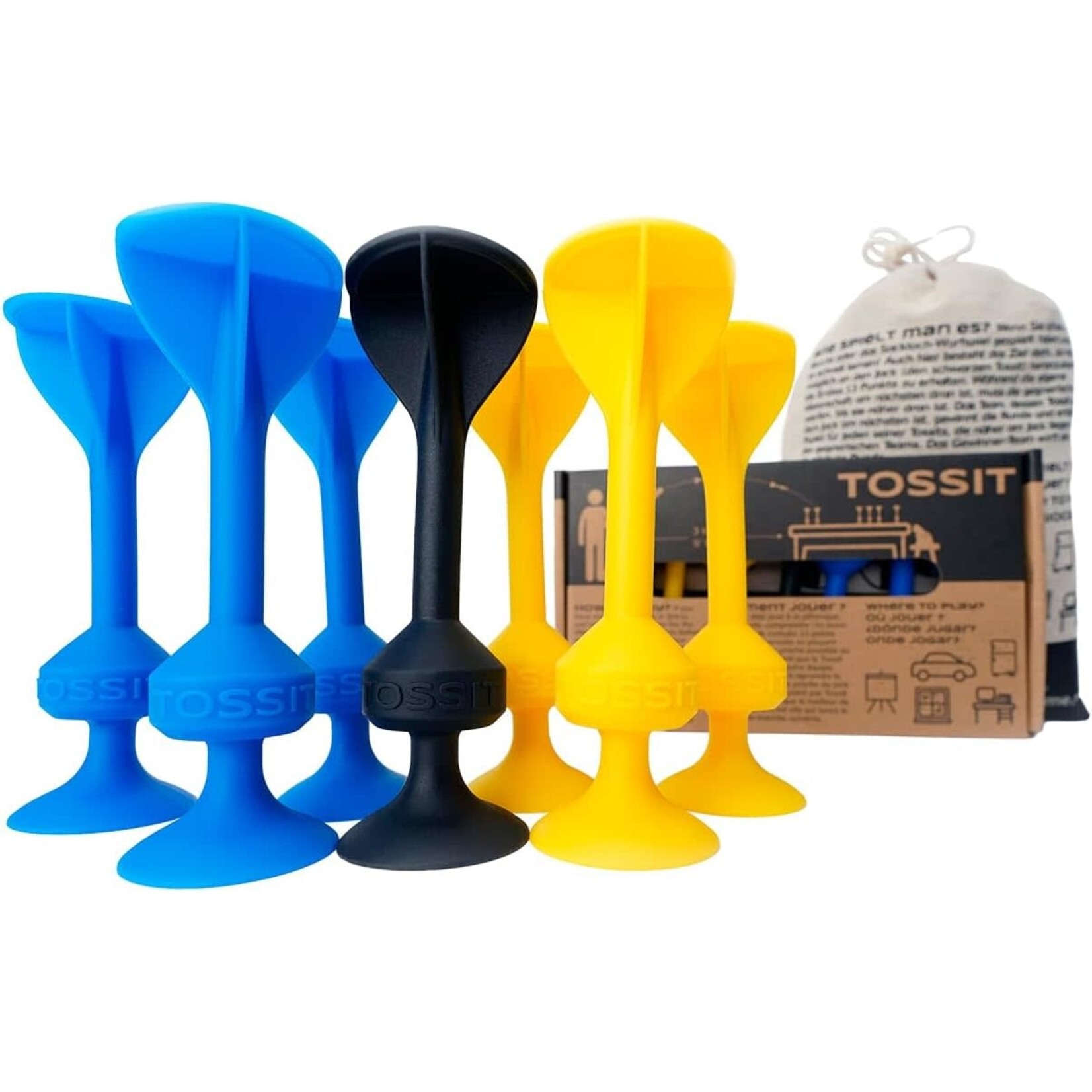 TOSSIT Suction Cup Darts Game 7 Piece/2 Players Blue/Yellow Chuck's