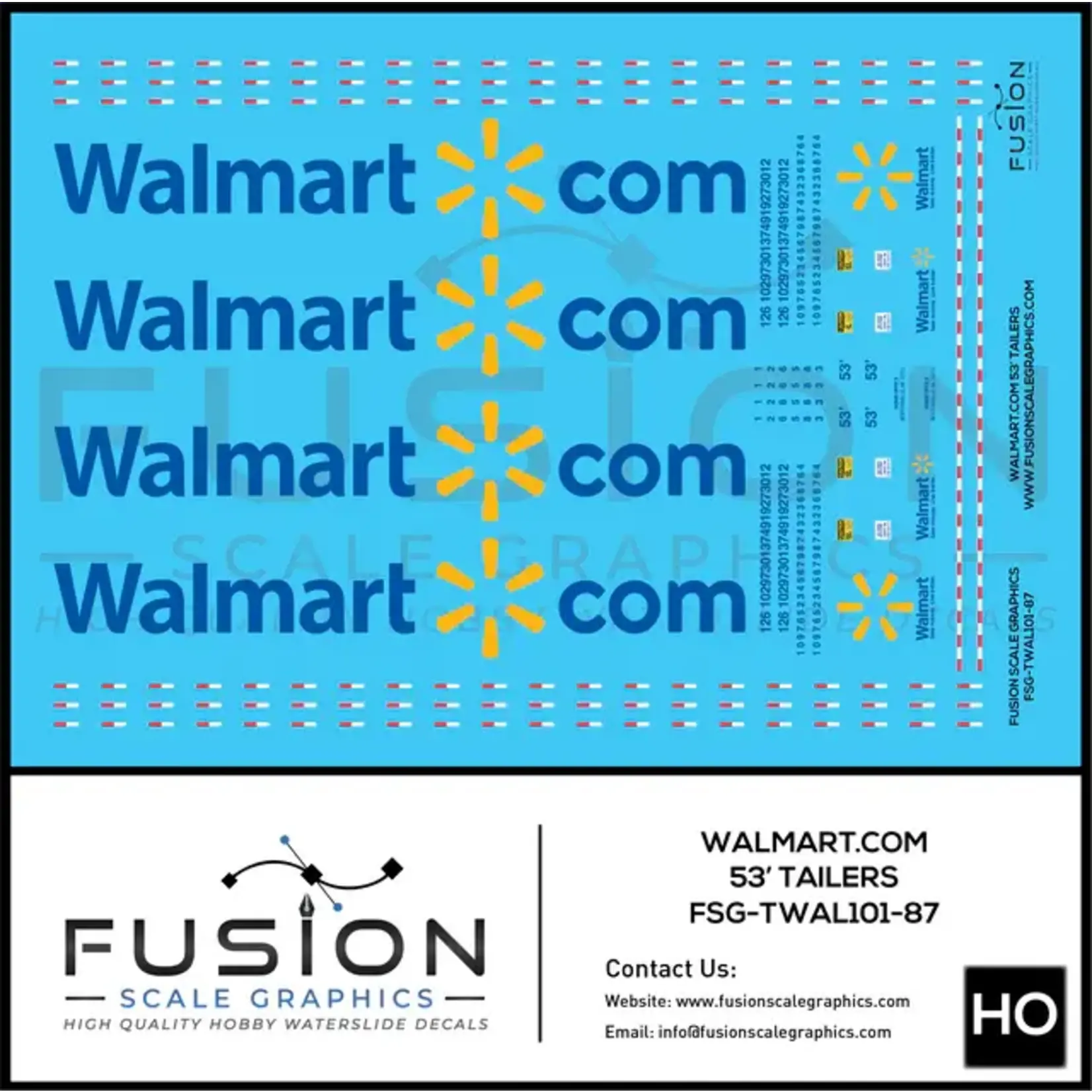 Fusion HO Scale Walmart 53'  Trailer Decals