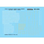 Micro Scale MC-4356 HO Scale Steam Locomotive Data & Number Boards Gothic White Decals