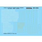 Micro Scale MC-4363 HO Scale Steam Locomotive Data & Number Boards Gothic Gold Decals