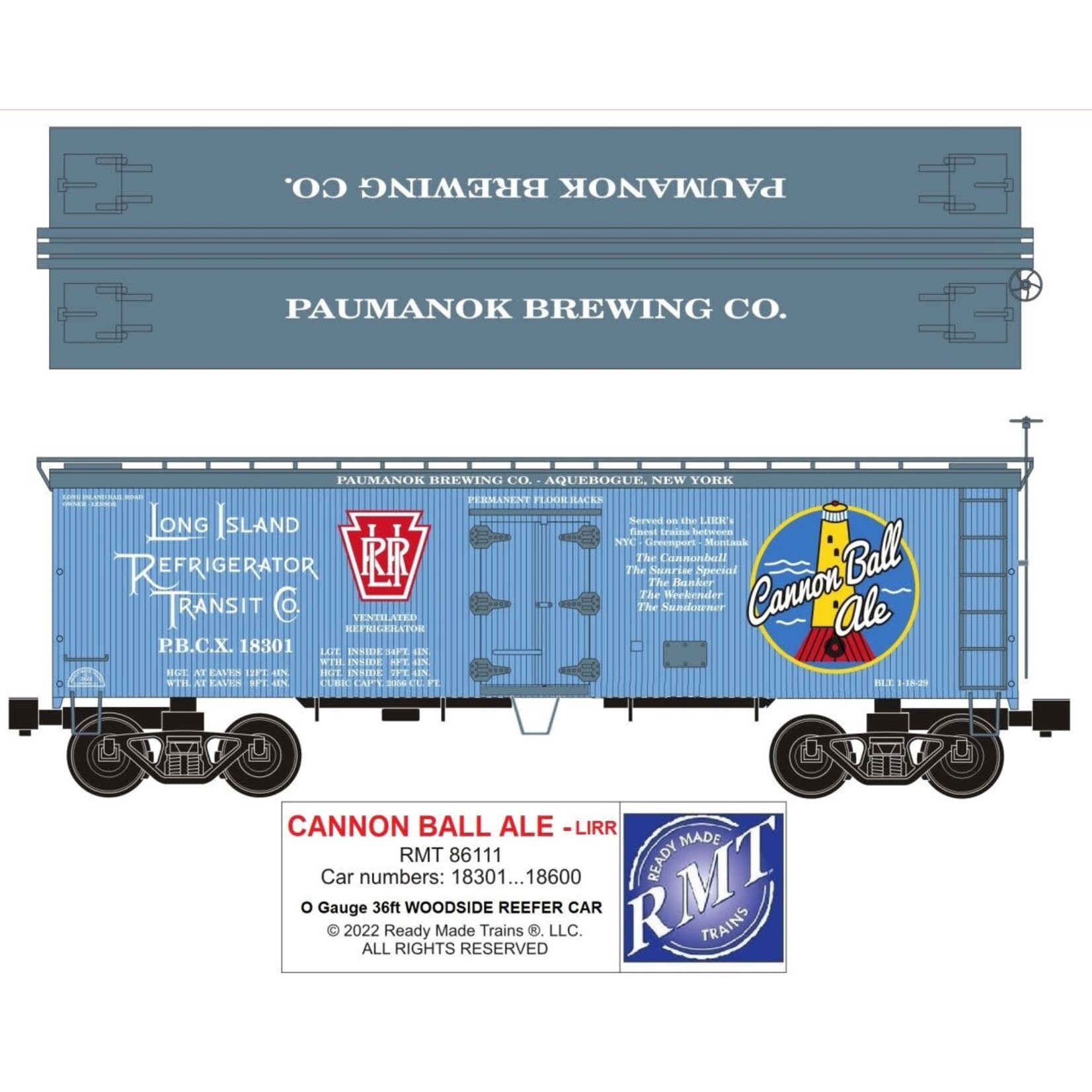 Ready Made Trains 86111 O Woodside Reefer Cannon Ball Beer