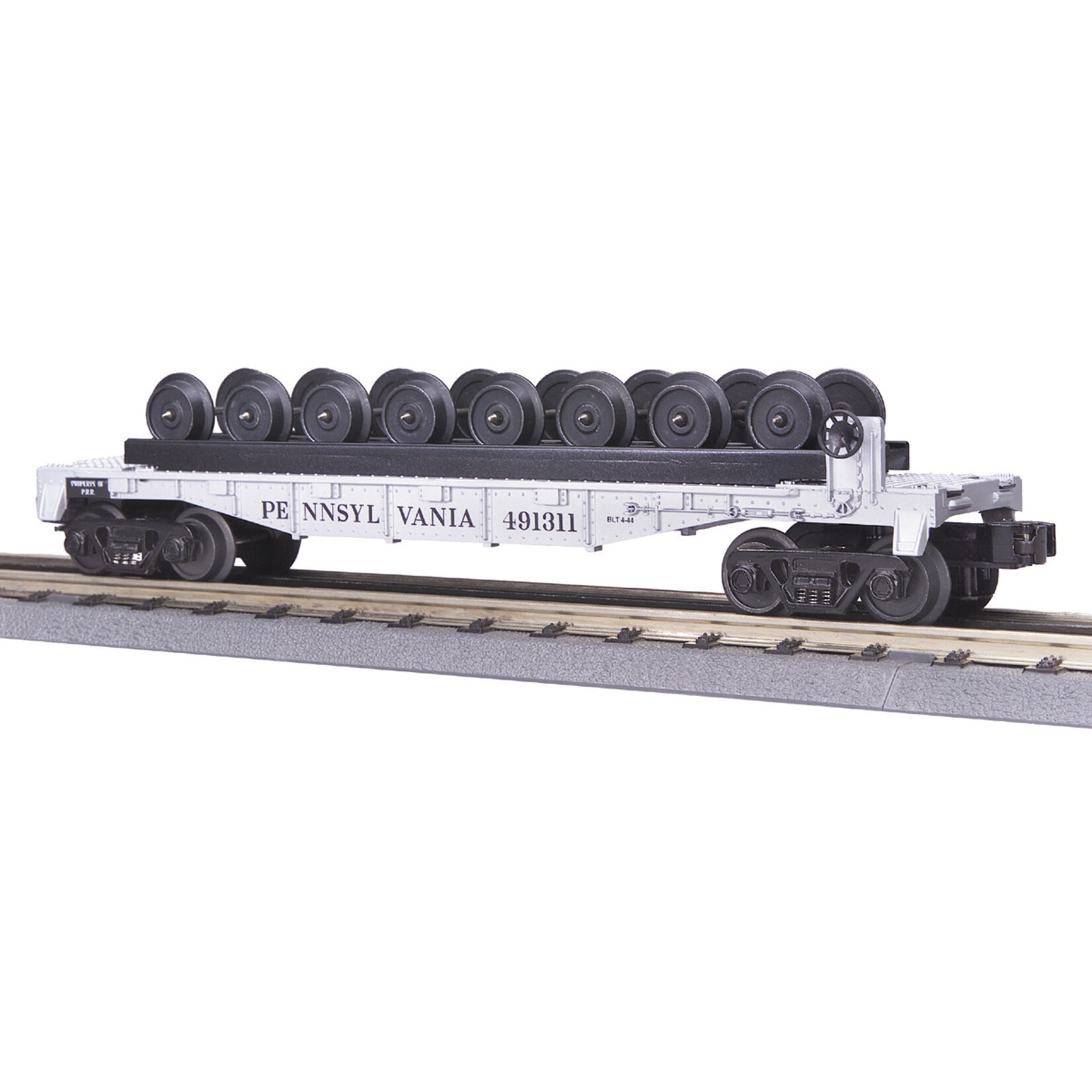 MTH 307687 O Pennsylvania Flat Car with 8 Wheel Sets