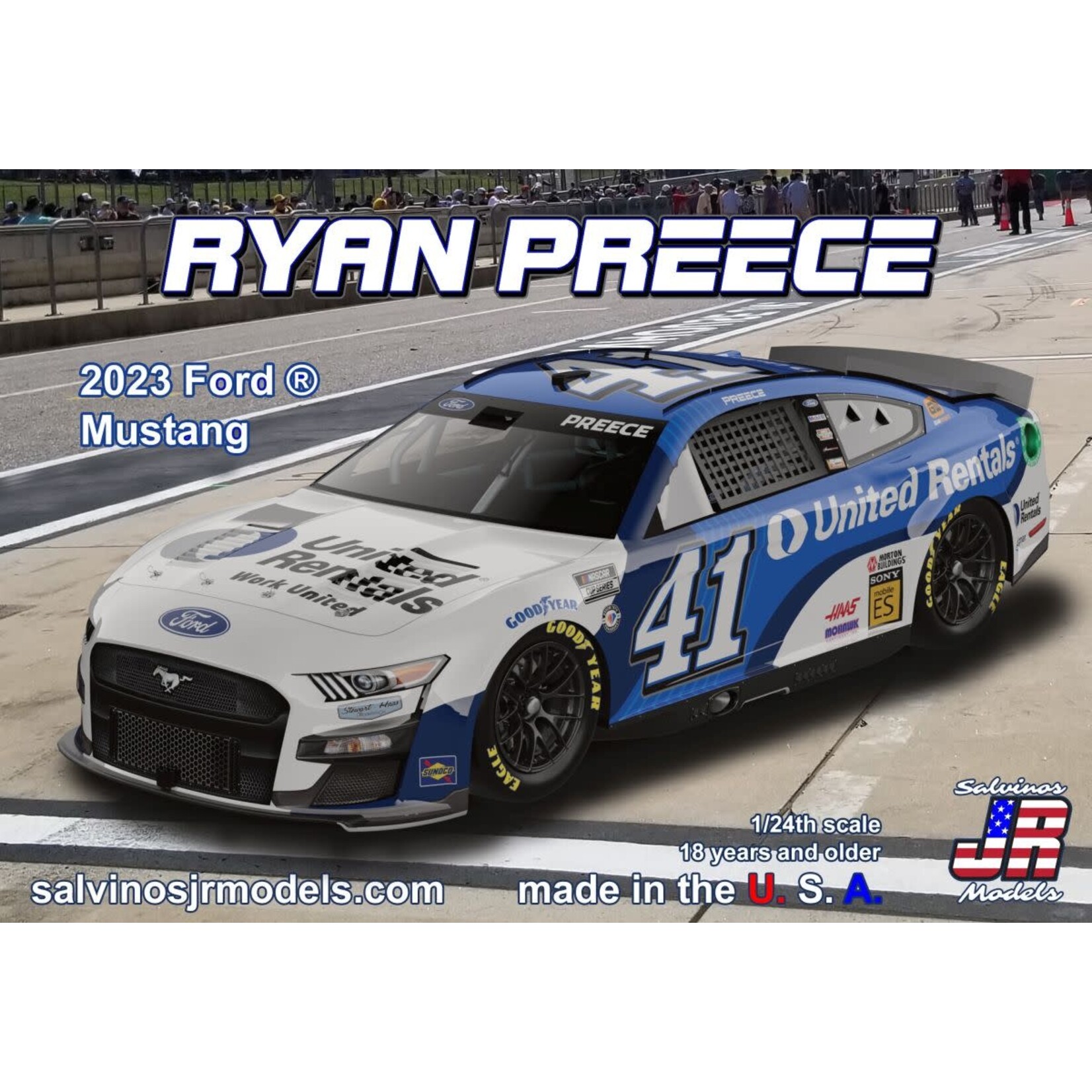 Salvinos 45612 1/24 Stewart Haas Racing Ryan Preece 2023 Mustang United Rentals