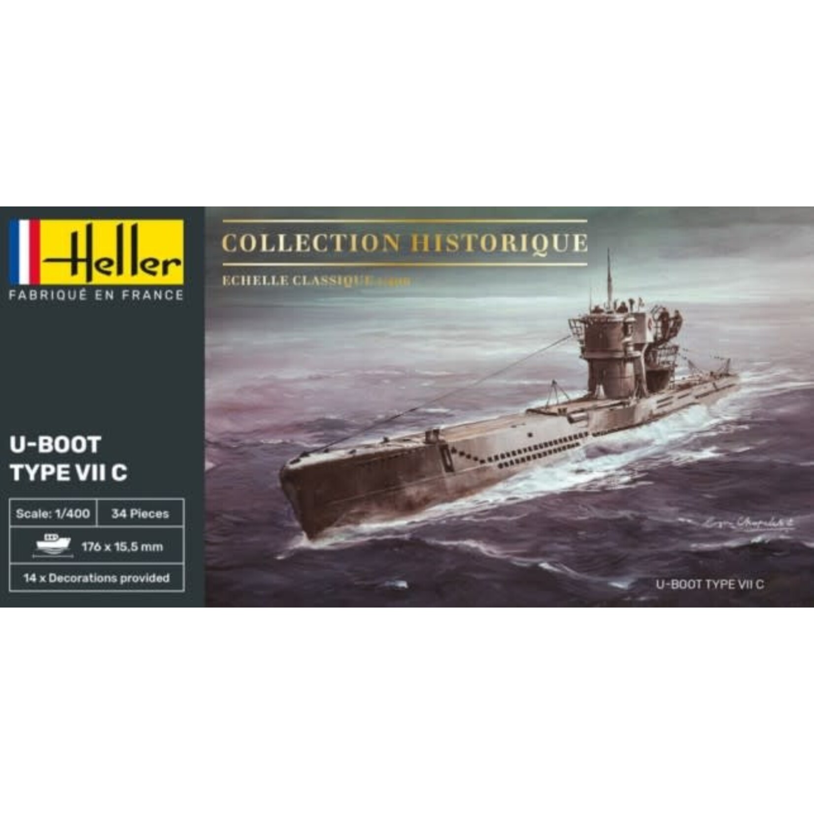 Heller 81002 1/400 U-Boat Type VIIC German Submarine