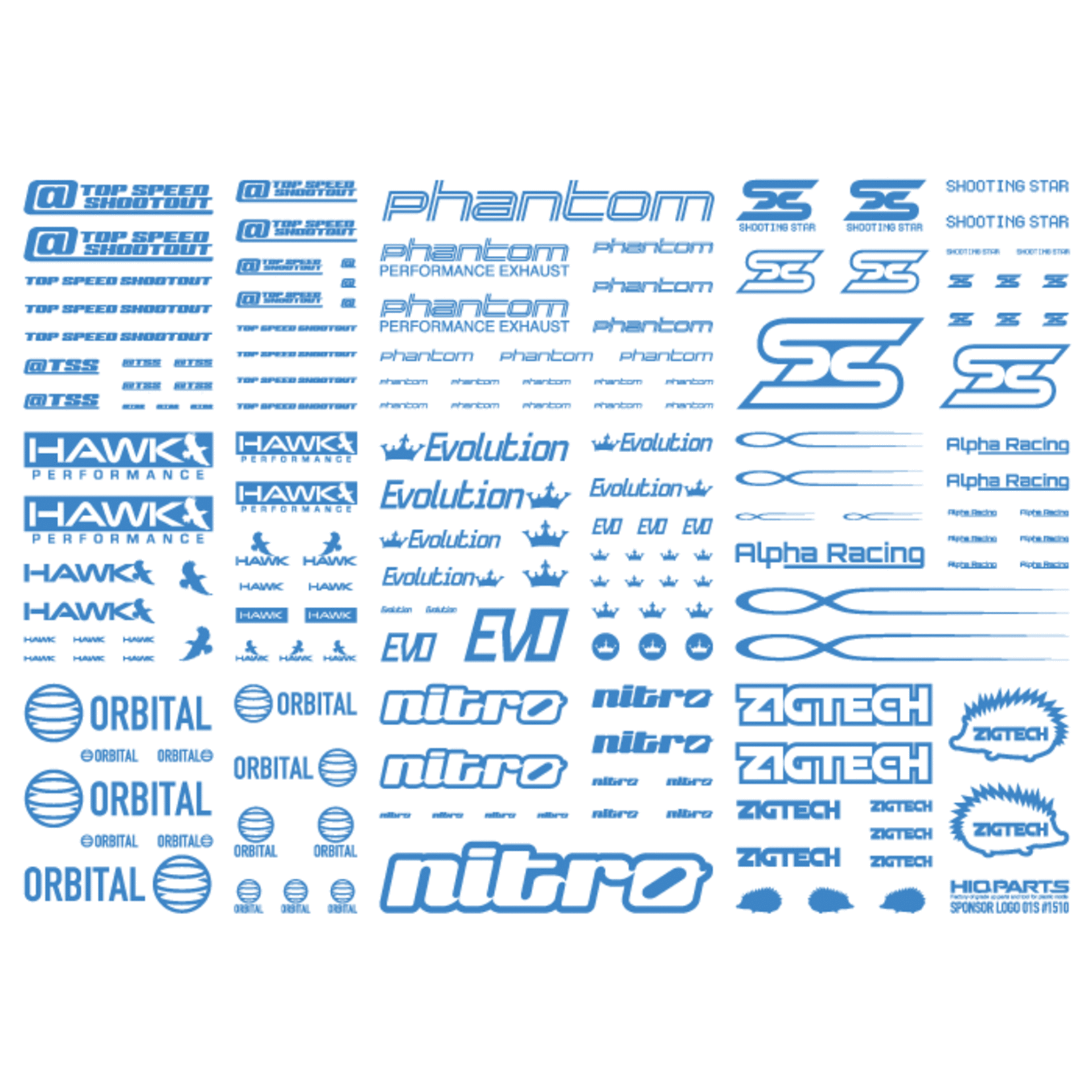 HiQ Parts Sponsor Logo Decal 01S Indigo Blue