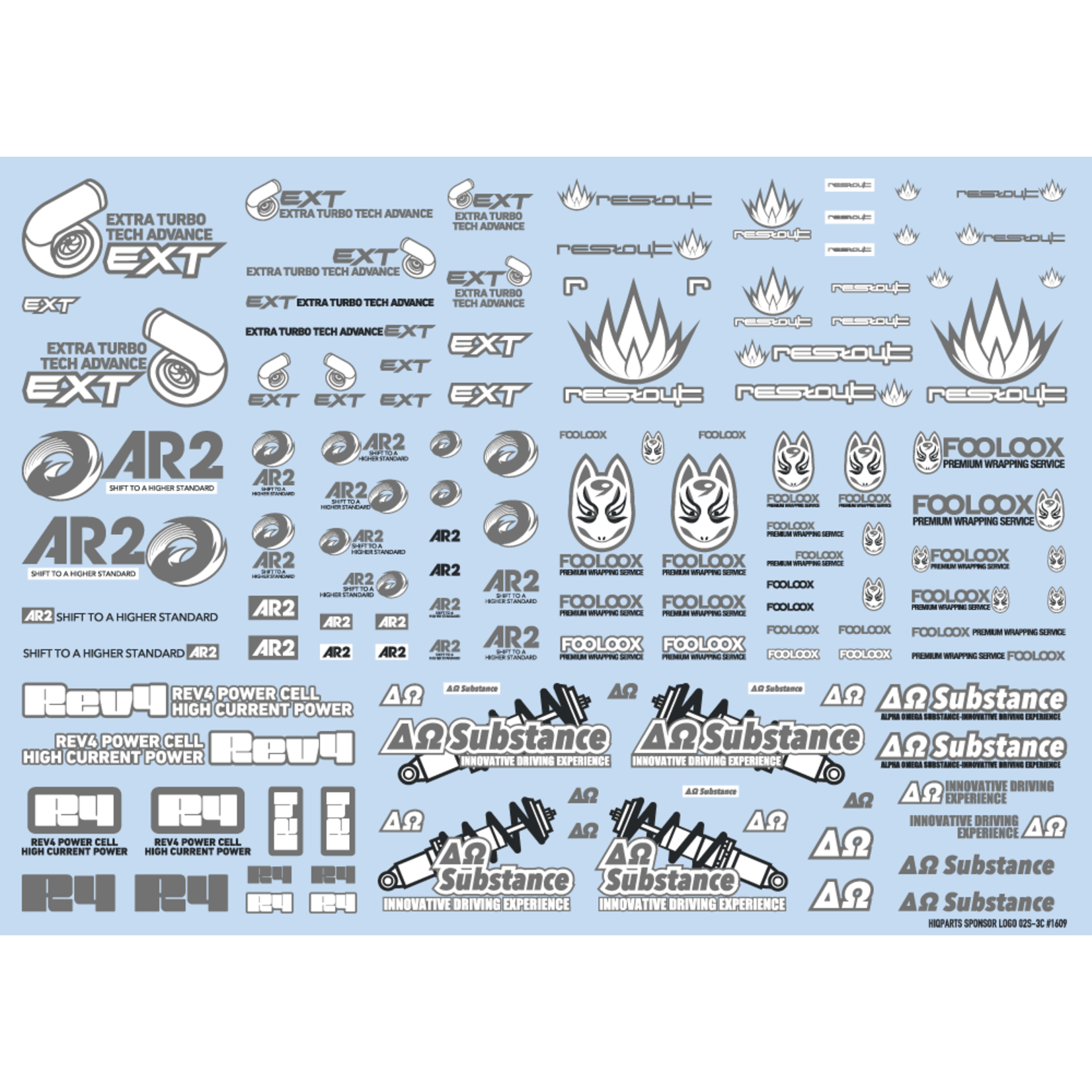 HiQ Parts Sponsor Logo Decal 02S Gray / Dark Gray