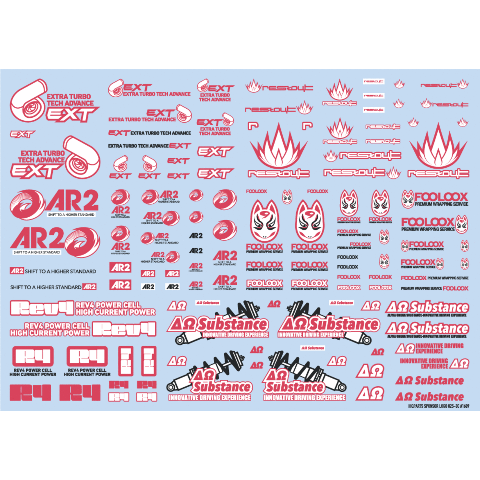 HiQ Parts Sponsor Logo Decal 02S Pink / Dark Gray
